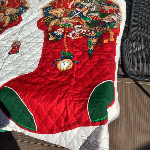 Vtg Jumbo Quilted Stocking Old World Antique Print NOS by Cranston Cut & Sew New - Picture 5 of 8